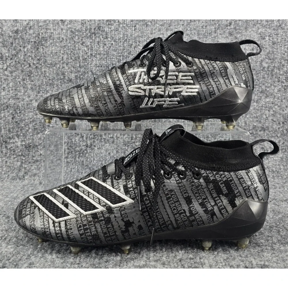 Adidas Adizero 8.0 Three Stripe Life Football Cleats Men 10.5 Black Silver